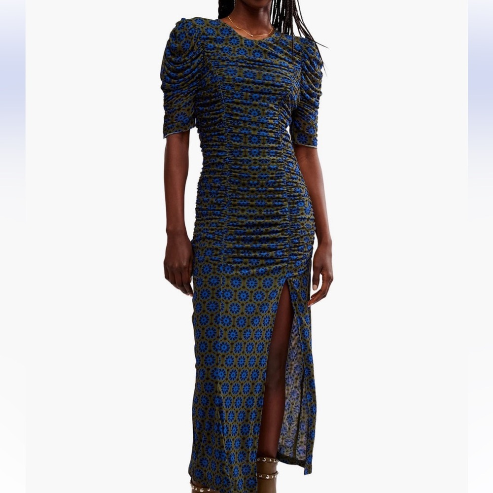 Free People Blue and Black Long Sleeve Dress